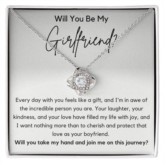 Will You Be My Girlfriend? ProposalFor Female - Necklace, Gold Love Knot Necklace