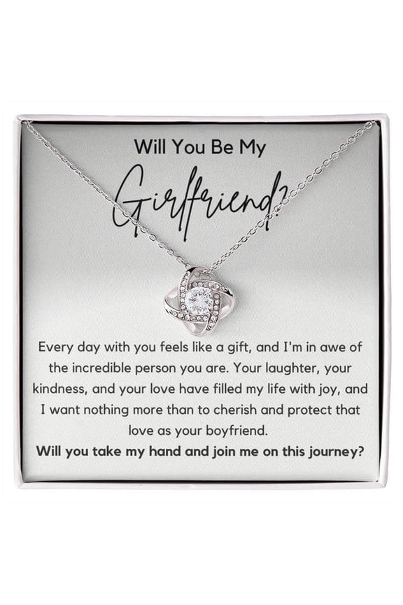Will You Be My Girlfriend? ProposalFor Female - Necklace, White Love Knot Necklace