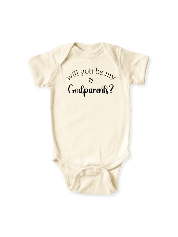 Will You Be My Godparents Baby Bodysuit, Newborn Outfit, Baby Clothes, GiftforChildren 0-3m Natural