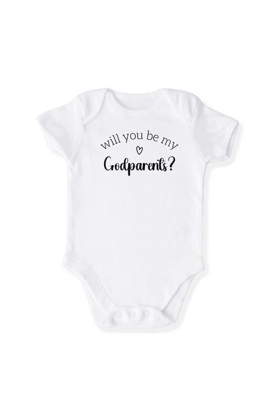 Will You Be My Godparents Baby Bodysuit, Newborn Outfit, Baby Clothes, Gift for Children 6-9m White