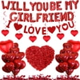 thumbnail image 1 of Will You Be My Girlfriend - 554 Pieces Red Will You Be My Girlfriend Letters Foil Balloon I Love You Banner Heart Spiral Decoration for Anniversaries Valentine's Day Confession Wedding Birthday, 1 of 7