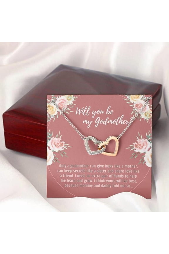 Will You Be My Godmother Proposal Box, Godmother Gift Necklace, Fairy Godmother Gift Distance, Baptism Gift For Godparents, Heart Necklacer, Anniversary Gift, Necklace With Message Card & Box