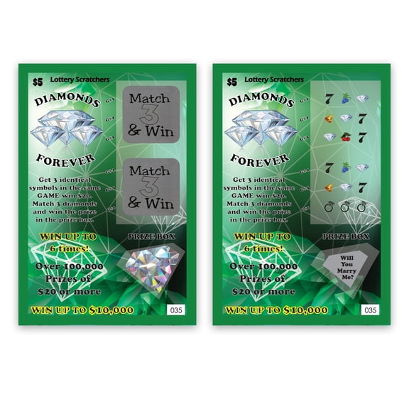 Diamonds Forever Will You Marry Me? Lotto Replica Scratchers Scratch Off Ticket, Green 1 Pack by My Scratch Offs