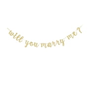 Will You Marry Me? Banner, Propose, Proposal Party Decorations Shiny Gold Gliter Paper Sign, Backdrops Gralands
