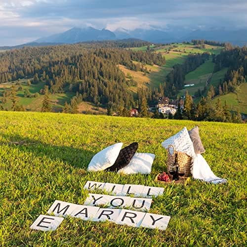 Will You Marry Me Sign Oversized Wood Tiles for Wedding Proposal Decorations- 13 Letters for Indoor and Outdoor Use$$Garden & Patio