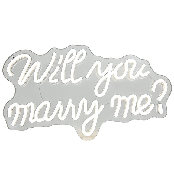 Will You Marry Me Neon Sign, Art LED Light Up Proposal Decoration, Warm White Signboard for Wedding Ceremony, Party Room Backdrop, USB Powered 16 x 9 in