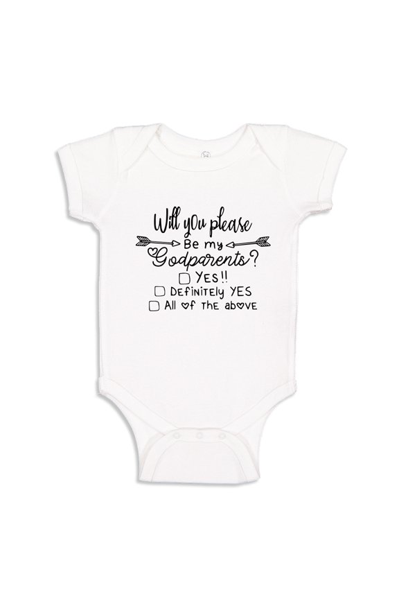 Will You Please Be My Godparents Baby Bodysuit One Piece 24 mo White