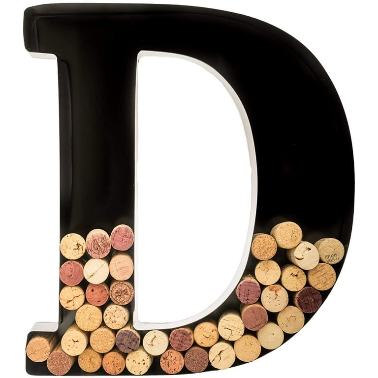 Will s Wine Cork Holder Metal Monogram Letter D Black Large
