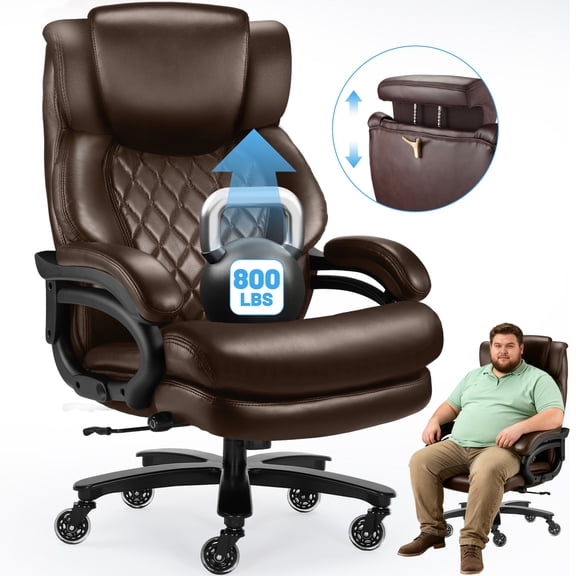 Heavy Duty Big and Tall Office Chair, Executive Chair with Adjustable Headrest, High Back Extra Wide Seat, Large Computer Desk Chair for Home Office