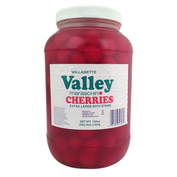 Willamette Valley Red Maraschino Cherry Extra Large with Stem cs 4/150 oz