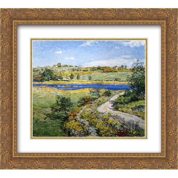 Willard Metcalf 2x Matted 22x20 Gold Ornate Framed Art Print 'Autumn Roadside'
