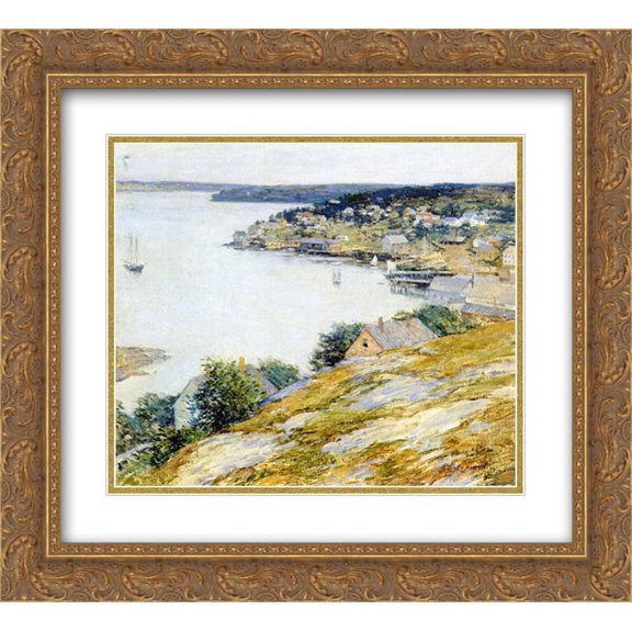 Willard Metcalf 2x Matted 22x20 Gold Ornate Framed Art Print 'East Boothbay Harbor'