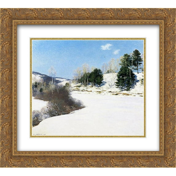 Willard Metcalf 2x Matted 22x20 Gold Ornate Framed Art Print 'Hush of Winter'