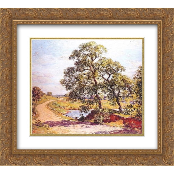 Willard Metcalf 2x Matted 22x20 Gold Ornate Framed Art Print 'The Winding Road'