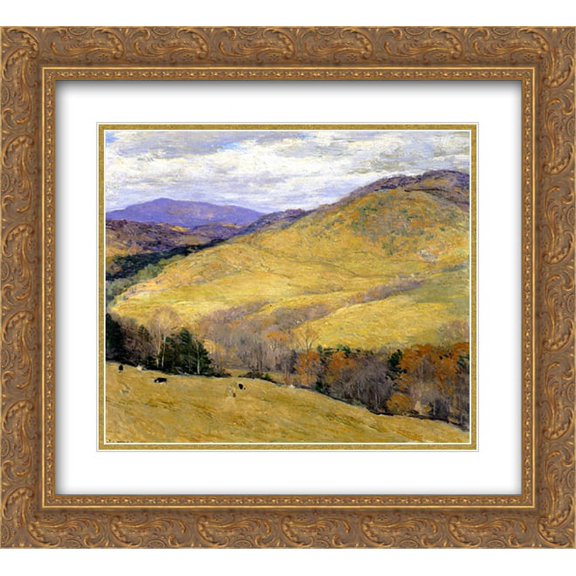 Willard Metcalf 2x Matted 22x20 Gold Ornate Framed Art Print 'Vermont Hills, November'