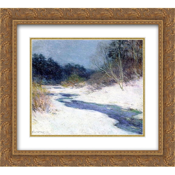 Willard Metcalf 2x Matted 24x20 Gold Ornate Framed Art Print 'Thawing Brook'