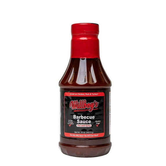 Willboy's Hot and Spicy Barbecue Sauce, Gluten free, No High Fructose Corn Syrup 16 oz.
