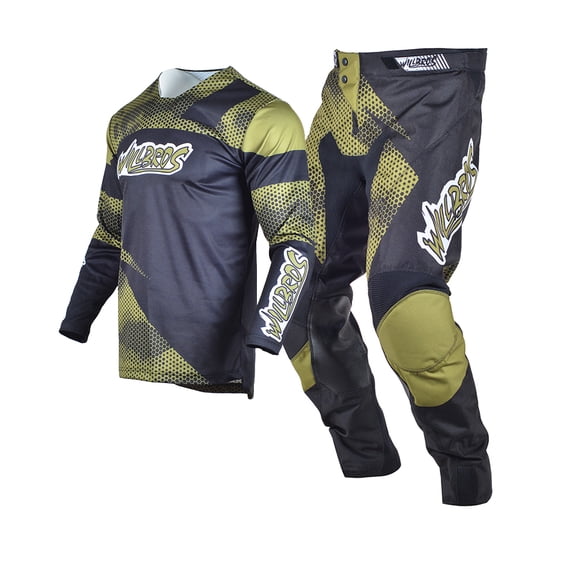 Willbros MX Jersey Pant Combo Motocross Gear Set Mens Cycling Mountain Dirt Bike Offroad Racewear Brown (Jersey Adult L/Pants W34)