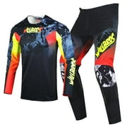 Willbros Mens Motocross Jersey Pants Combo MX Set Offroad Dirt Bike Downhill Enduro Race Women Adult Black Yellow Red Jersey M Pants 32