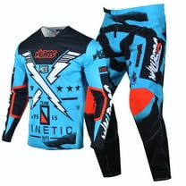 Willbros Motocross Dirt Bike Jersey Pants Combo Offroad MX Package Riding Gear Set Racewear Blue (Jersey Adult L/Pants W34)