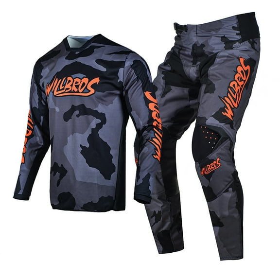 Willbros Motocross Jersey Pant Combo MX Gear Set Cycling Dirt Bike Mountain Downhill Offroad Camo Brwon Racewear (Jersey Adult XXL/Pants W38)