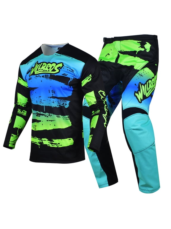 Motocross Jersey and Pant Combo Dirt Bike Gear Set Racewear MX Ride Cycling Offroad Suit (Jersey Adult L/Pants W34)