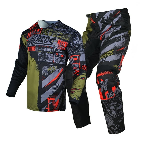 Willbros Motocross Jersey and Pant Combo MX Dirt Bike Riding Offroad Racing Adult Gear Set Brown(Jersey Adult XL/Pants W36)