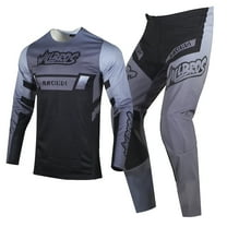 Willbros Motocross Jersey and Pants Combo MX Dirt Bike Gear Set Racewear Offroad Adult Black Grey (Jersey S Pants 30)