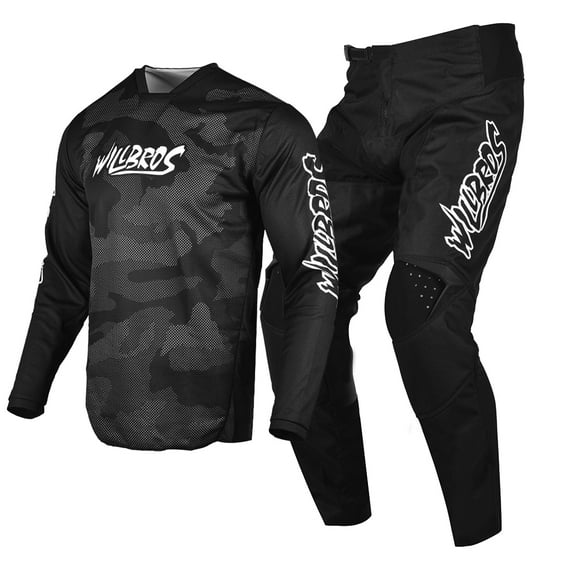 Willbros Motocross MX Jersey Pant Combo Camo Black Gear Set Cycling Dirt Bike Downhill Offroad Racewear (Jersey Adult XL/Pants W36)