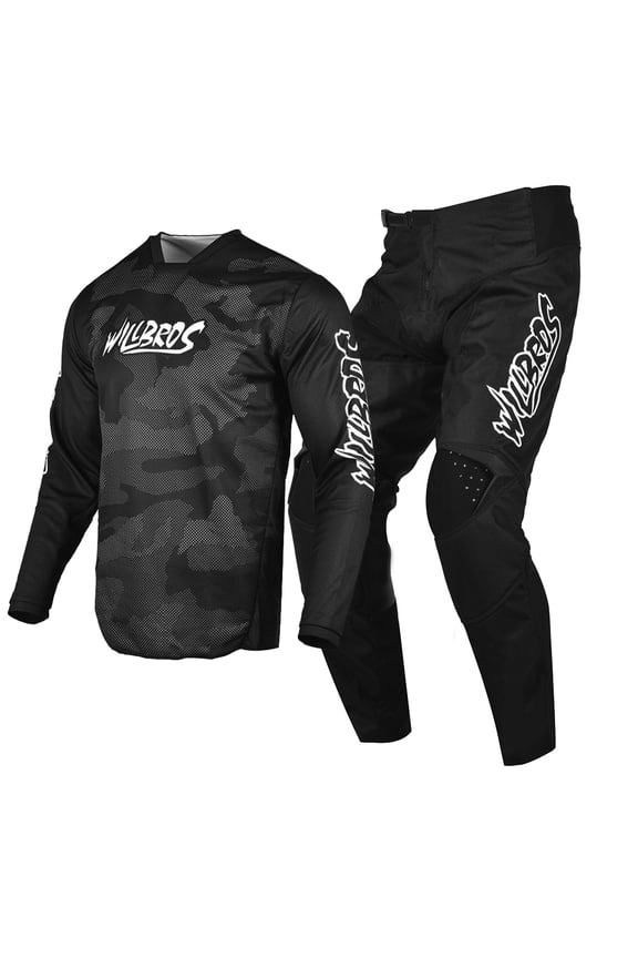 Motocross MX Jersey Pant Combo Camo Black Gear Set Cycling Dirt Bike Downhill Offroad Racewear (Jersey Adult XXL/Pants W38)
