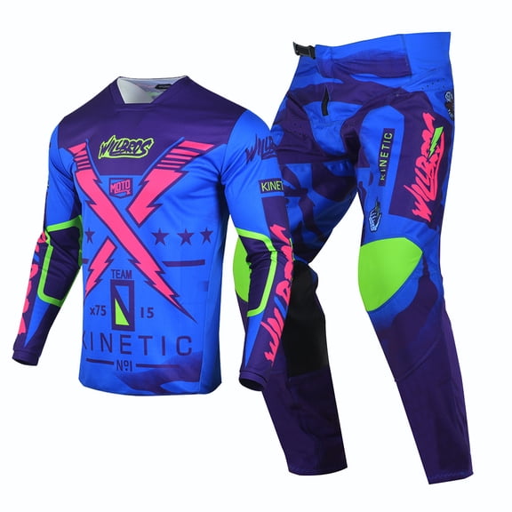 Willbros Offroad Motocross Dirt Bike Jersey Pants Combo Package MX Gear Set Riding Unisex Racewear Purple (Jersey Adult S/Pants W30)