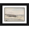 thumbnail image 1 of Willem Anthonie van Deventer 18x13 Black Ornate Wood Framed Double Matted Museum Art Print Titled - Schuiten on the Beach (1834 - 1893), 1 of 5