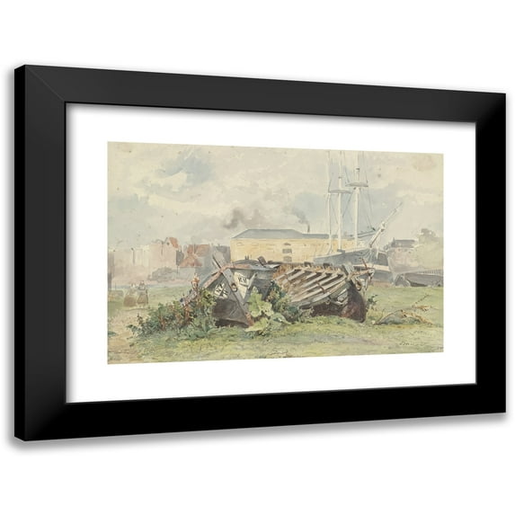 Willem Anthonie van Deventer 24x17 Black Modern Framed Museum Art Print Titled - Shipyard (1850)
