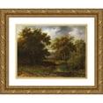 thumbnail image 1 of Willem Bodeman 14x11 Gold Ornate Wood Frame and Double Matted Museum Art Print Titled - Forest Landscape with Pond and Resting (1853), 1 of 4