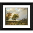 thumbnail image 1 of Willem Bodeman 14x12 Black Ornate Wood Framed Double Matted Museum Art Print Titled: Travellers in a Windswept Landscape (1845), 1 of 5