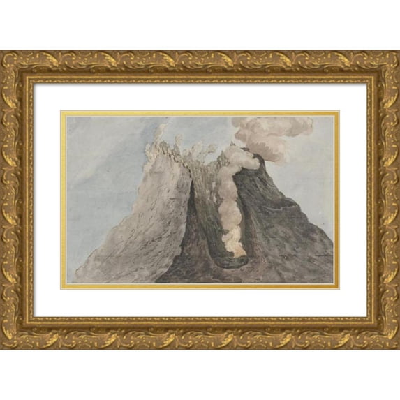 Willem Carel Dierkens 14x11 Gold Ornate Wood Frame and Double Matted Museum Art Print Titled - Inside of Crater Etna (1778)
