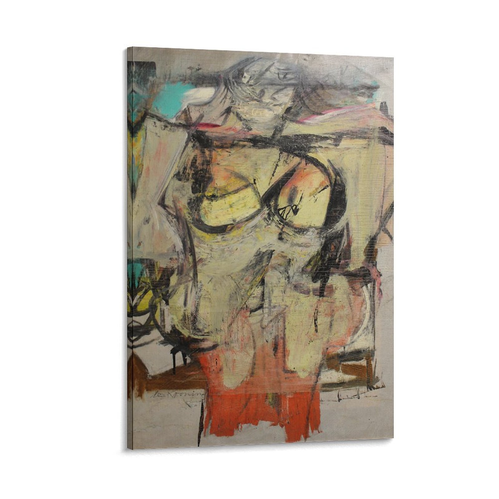 Reproduction Toile Willem De Kooning 'Interchange' - Poster Art Abstrait Sur Coton, Neuf