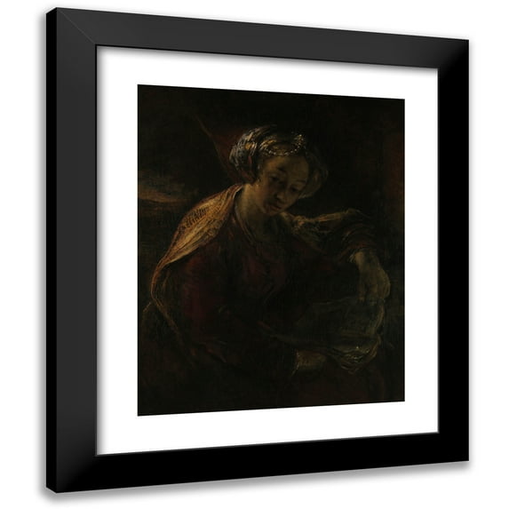 Willem Drost 12x14 Black Modern Framed Museum Art Print Titled - The Sibyl (ca. 1654)