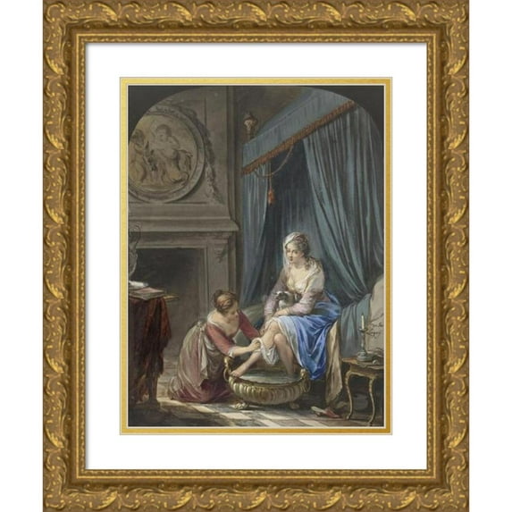 Willem Joseph Laquy 15x18 Gold Ornate Wood Frame and Double Matted Museum Art Print Titled - Toilet of a Young Woman (1771)