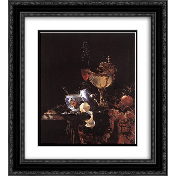Willem Kalf 2x Matted 20x22 Black Ornate Framed Art Print 'Still-Life with a Nautilus Cup'