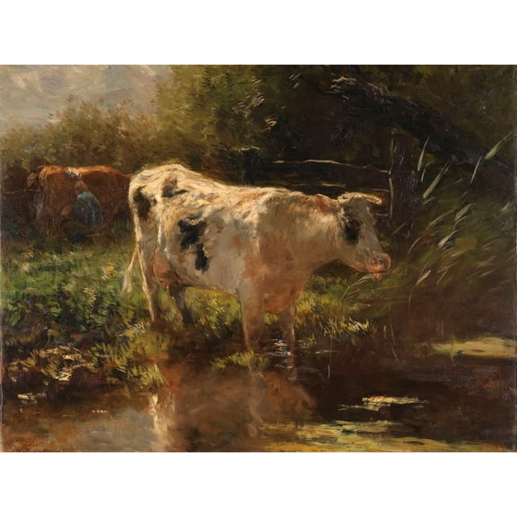 Willem Maris Cow Beside A Ditch Stream Painting Extra Large XL Wall Art Poster Print