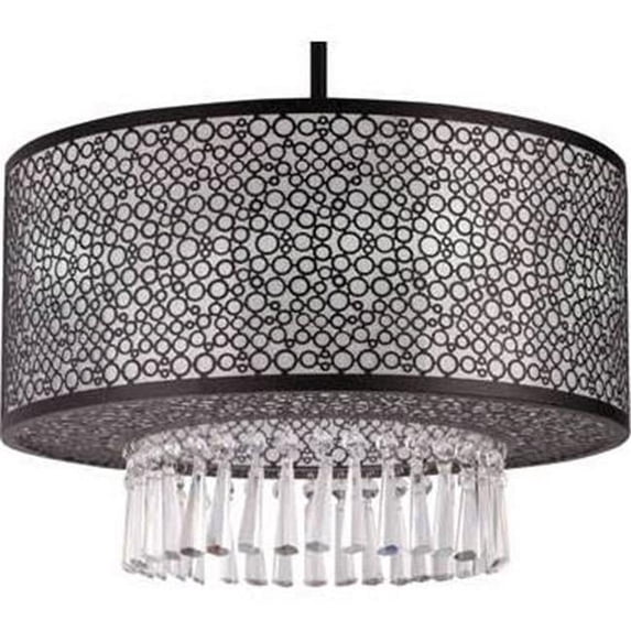 Willem Metal & Crystal 3 Light Chandelier Semi Flush Black (Bulb Included)