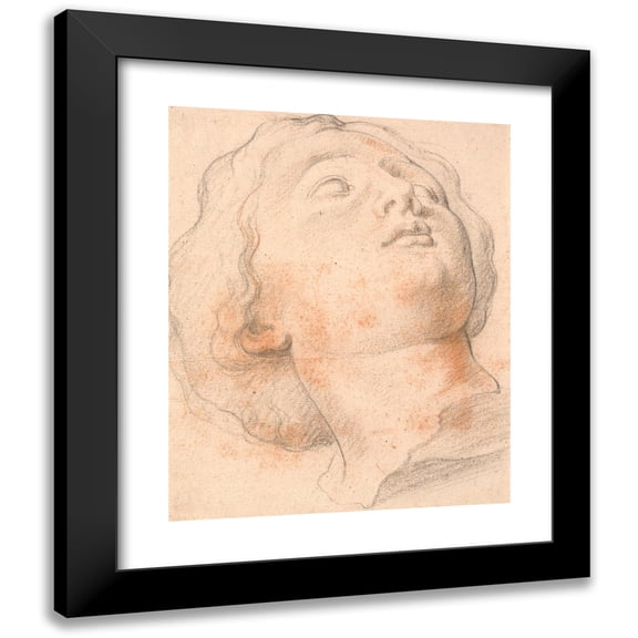 Willem Panneels 12x14 Black Modern Framed Museum Art Print Titled - Head of a Roman Woman, Quarter Profile Turned to the Right (1628 - 1630)