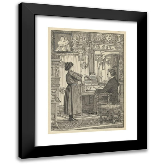 Willem Pothast 11x14 Black Modern Framed Museum Art Print Titled - Musicing Man and Female (1887 - 1916)
