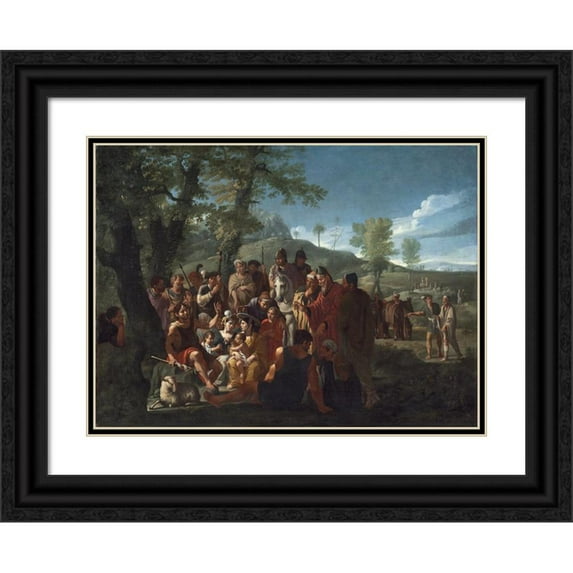Willem Reuter 24x19 Black Ornate Framed Double Matted Museum Art Print Titled: Saint John the Baptist Preaching (C. 1665)