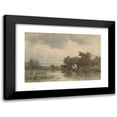 thumbnail image 1 of Willem Roelofs 18x13 Black Modern Framed Museum Art Print Titled - Three Cows on a Puddle (1832 - 1897), 1 of 5