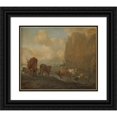 thumbnail image 1 of Willem Romeyn 17x15 Black Ornate Wood Framed Double Matted Museum Art Print Titled - Livestock by a River (1650 - 1694), 1 of 5