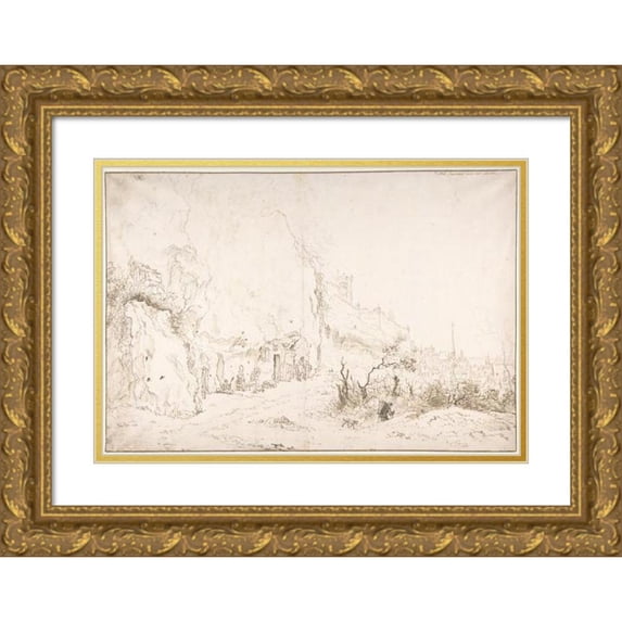 Willem Schellinks 14x11 Gold Ornate Wood Frame and Double Matted Museum Art Print Titled - View of Saumur (Mid-17th Century)