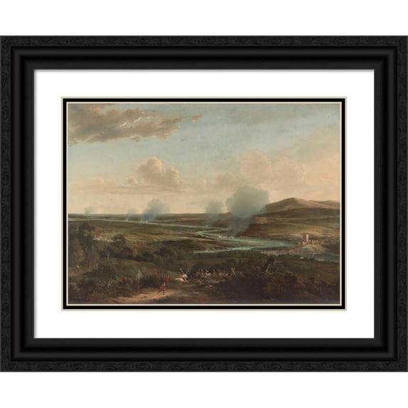 Willem Schellinks 18x14 Black Ornate Wood Framed Double Matted Museum Art Print Titled - Battle of Medway (C. 1668)