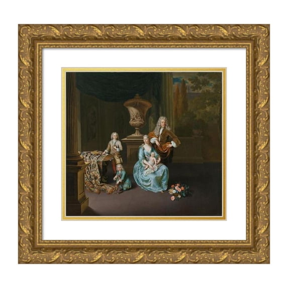 Willem Van Mieris 13x12 Gold Ornate Wood Frame and Double Matted Museum Art Print Titled - Diederik Baron Van Leyden Van Vlaardingen (1695-1764). Burgomaster of Leiden, with His Wife Sophia